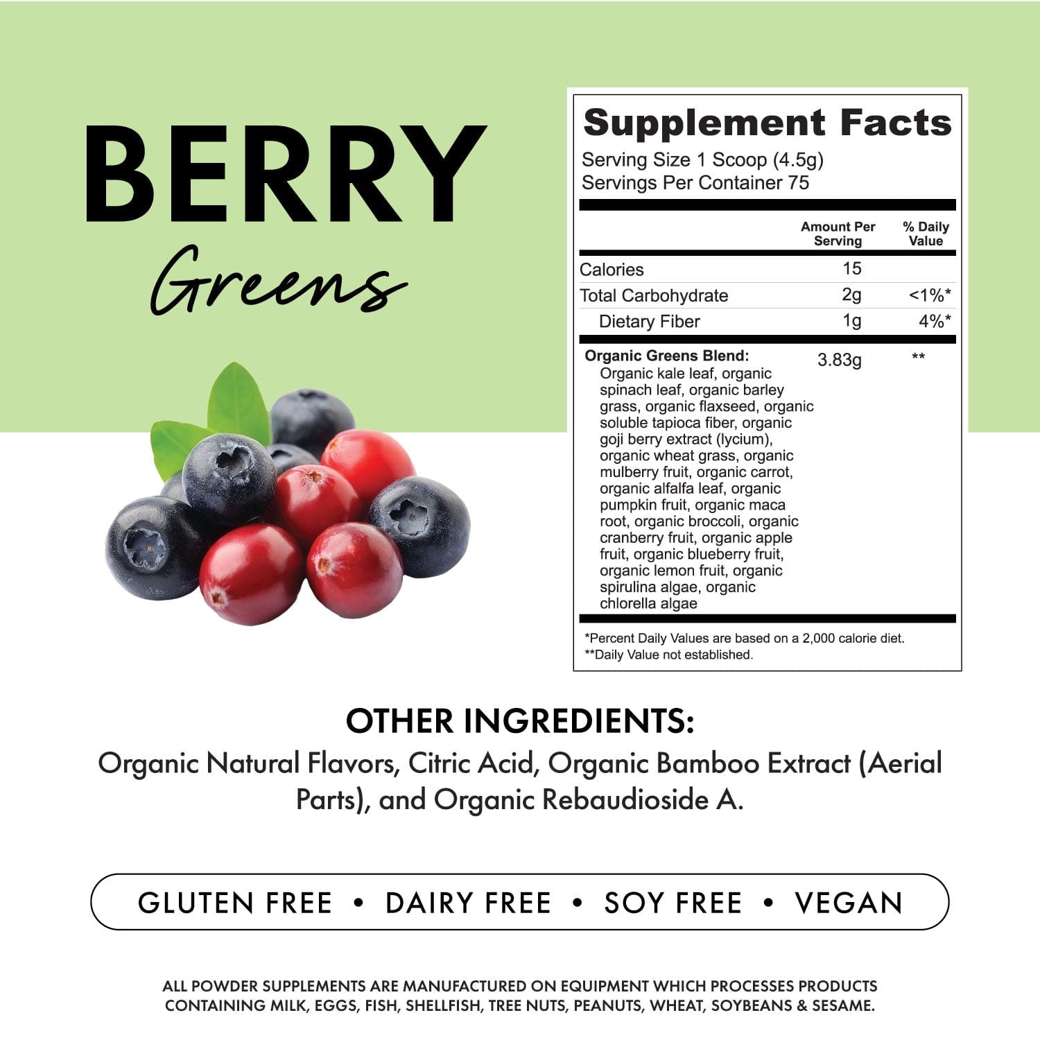 greens berry flavor - nutritional facts