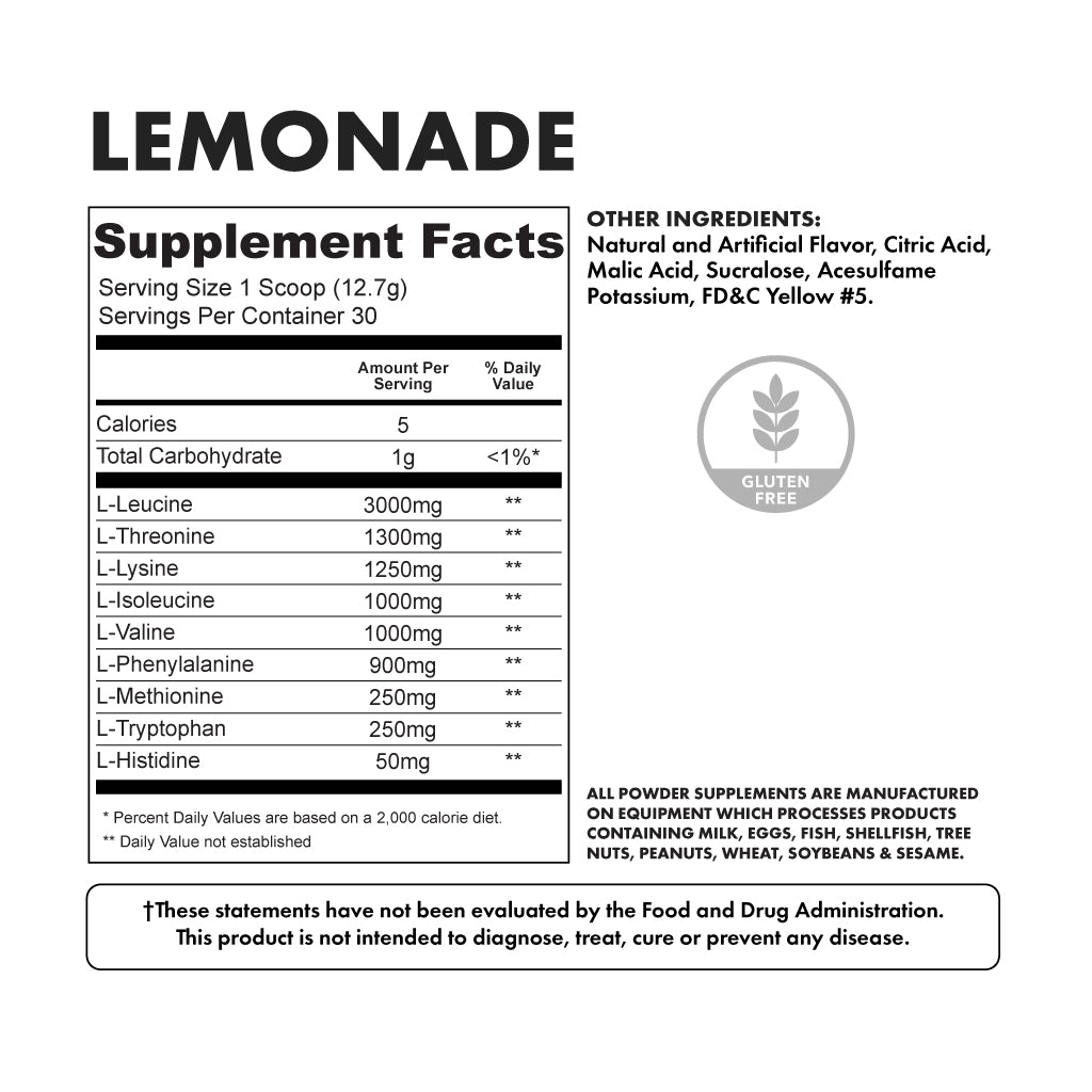 Essentials Lemonade 30 servings - Nutritional Facts
