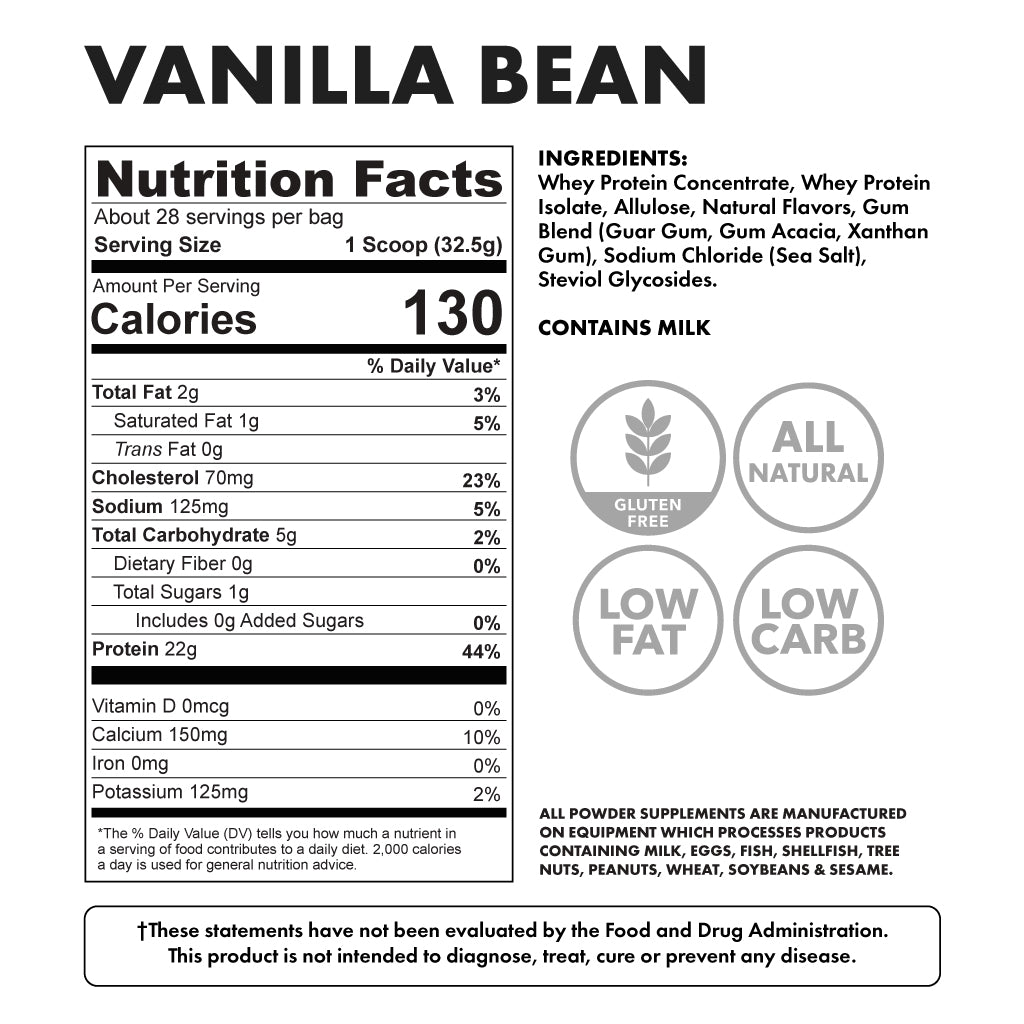 Whey Protein Vanilla Bean facts