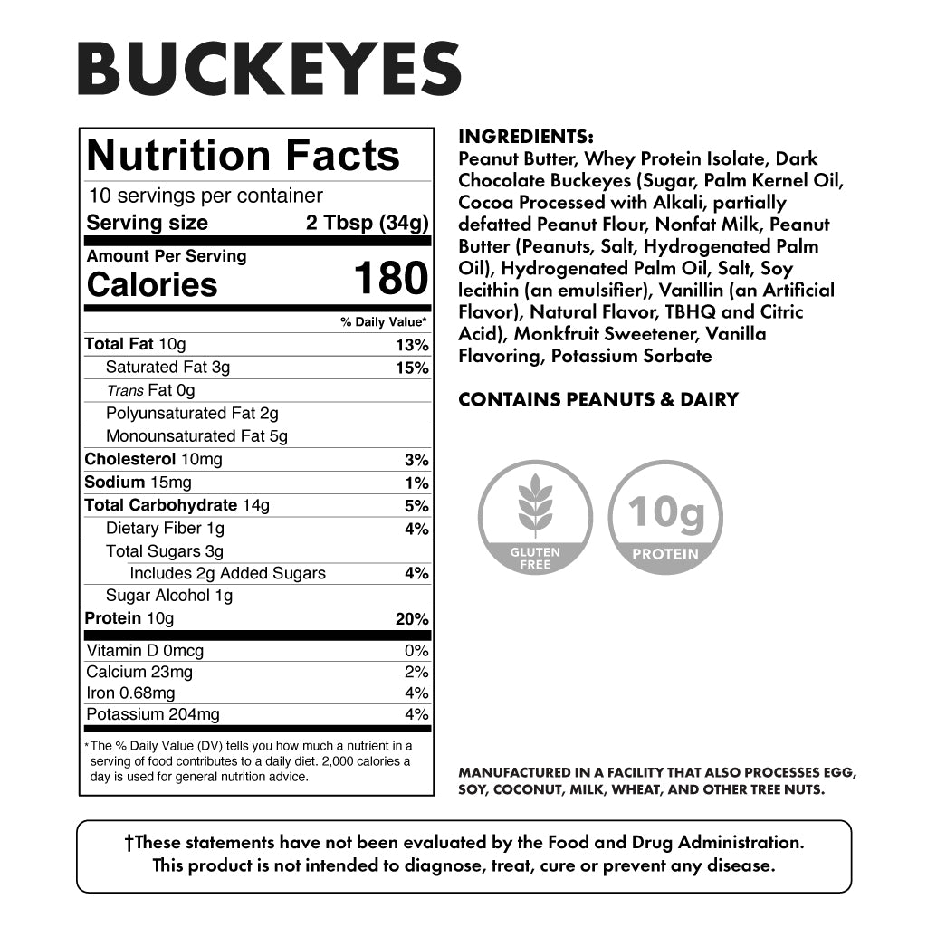 High Protein Nut Butter Buckeyes - Nutritional Facts