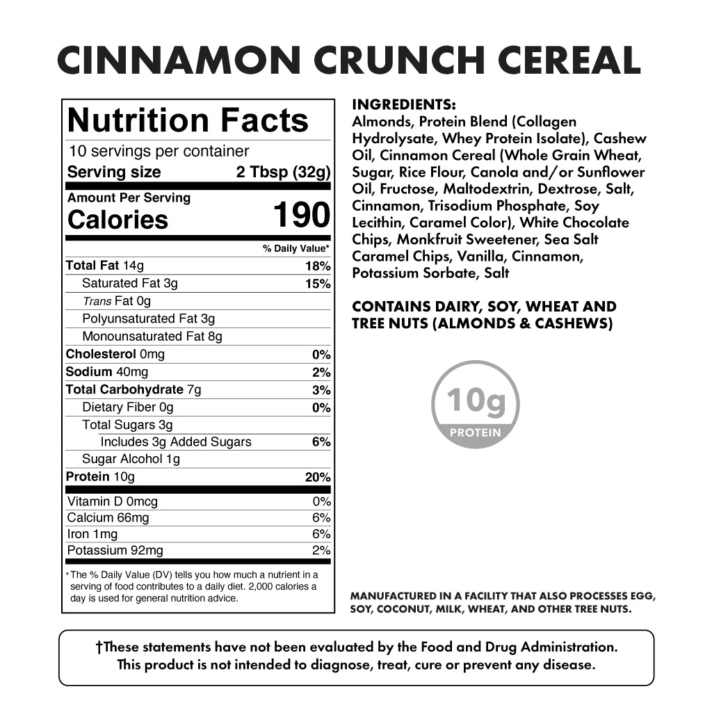 High Protein Nut Butter Cinnamon Crunch Cereal - Nutritional Facts