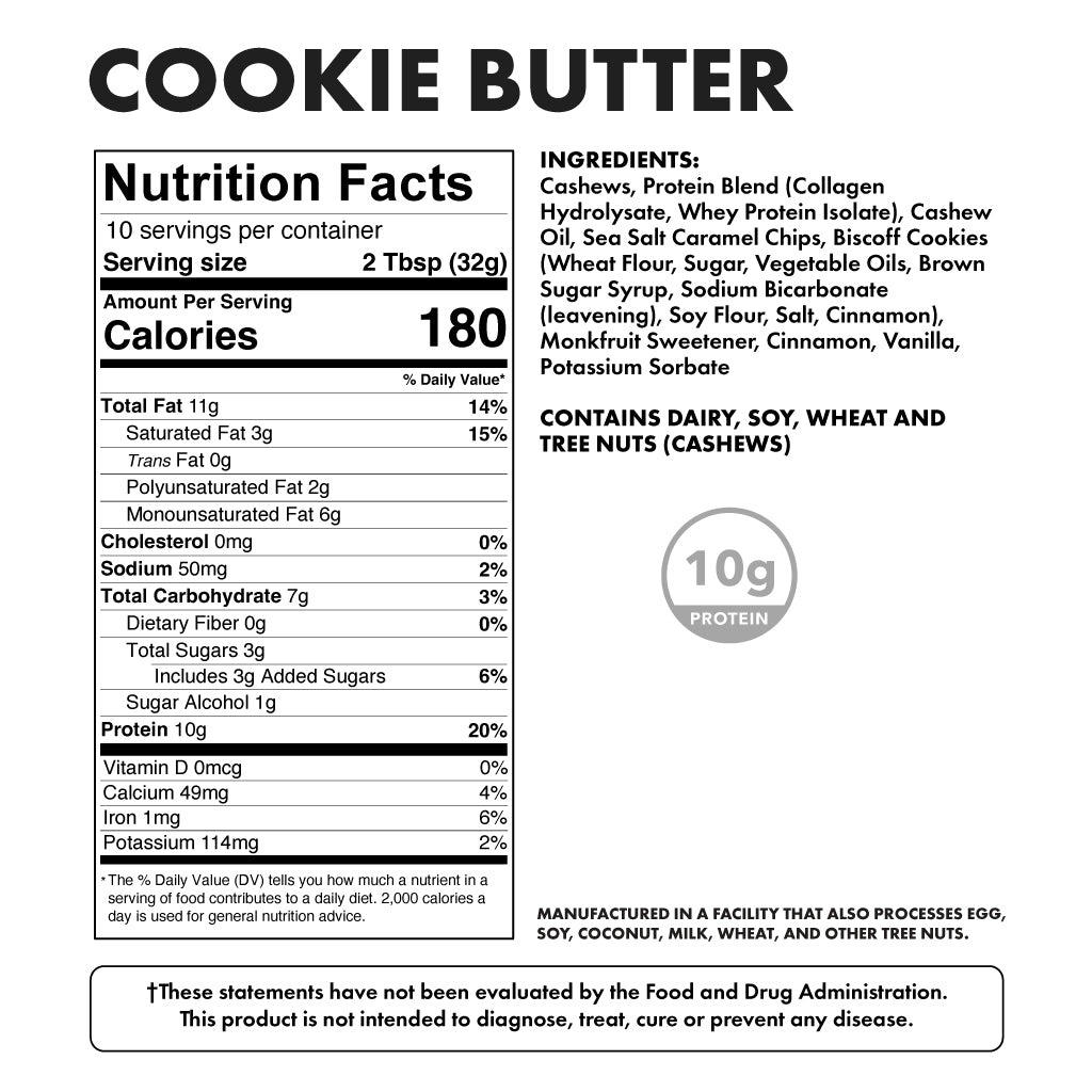 High Protein Nut Butter Cookie Butter - Nutritional Facts