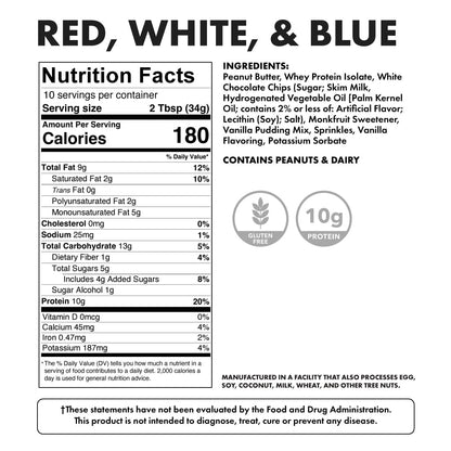 High Protein Spread Red White and Blue - Nutritional Facts