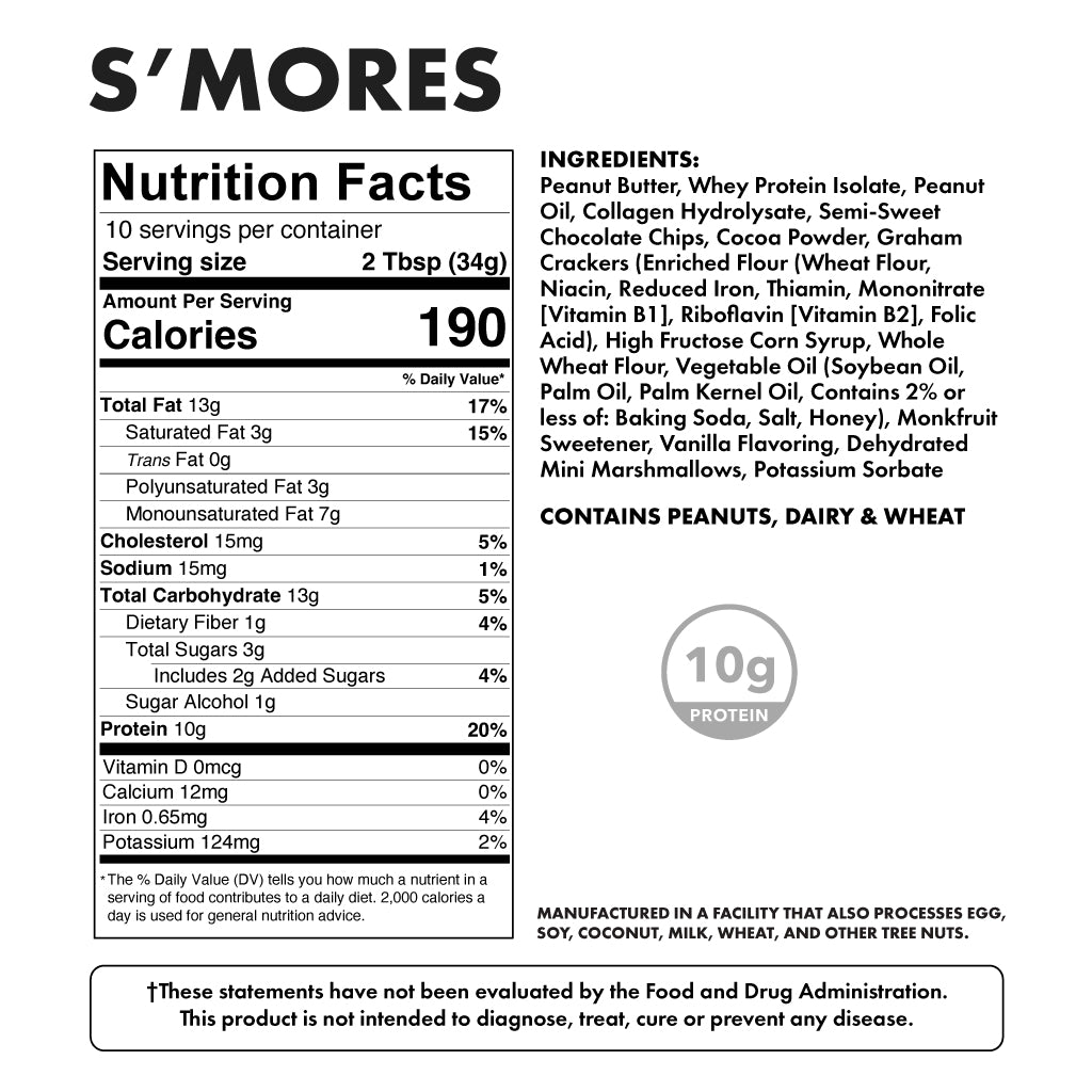 High Protein Nut Butter Smores - Nutritional Facts
