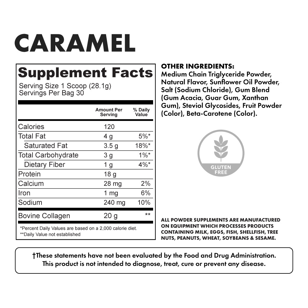 Flavored Collagen Caramel Bag - Nutritional Facts