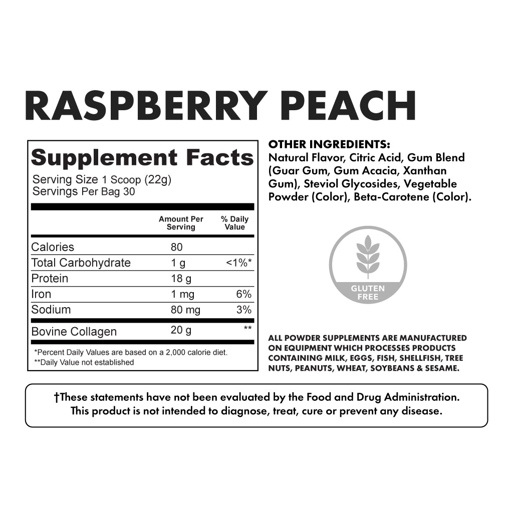 Flavored Collagen Raspberry Peach Bag - Nutritional Facts