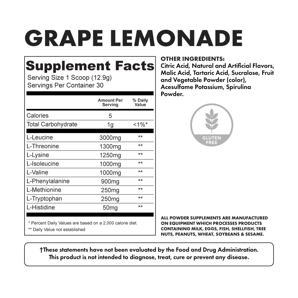 Essentials Grape Lemonade 30 servings - Nutritional Facts