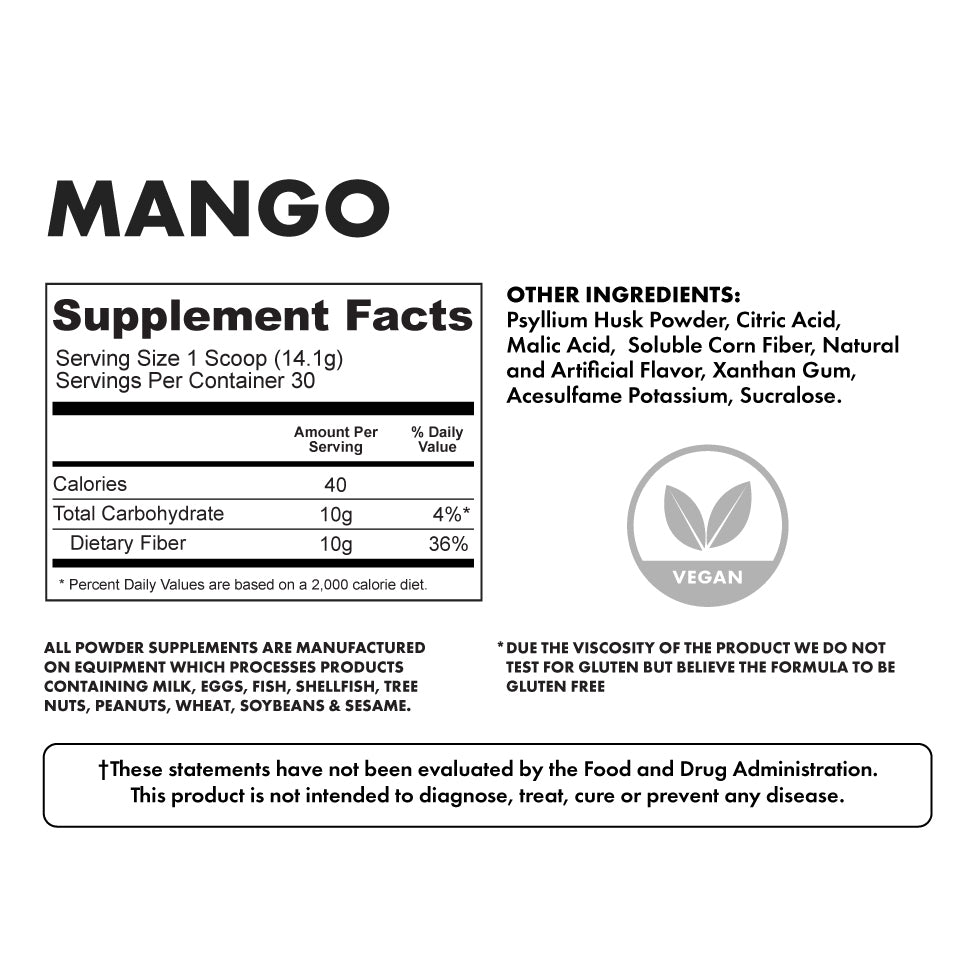 Fiber Mango 30 Servings - Nutritional Facts
