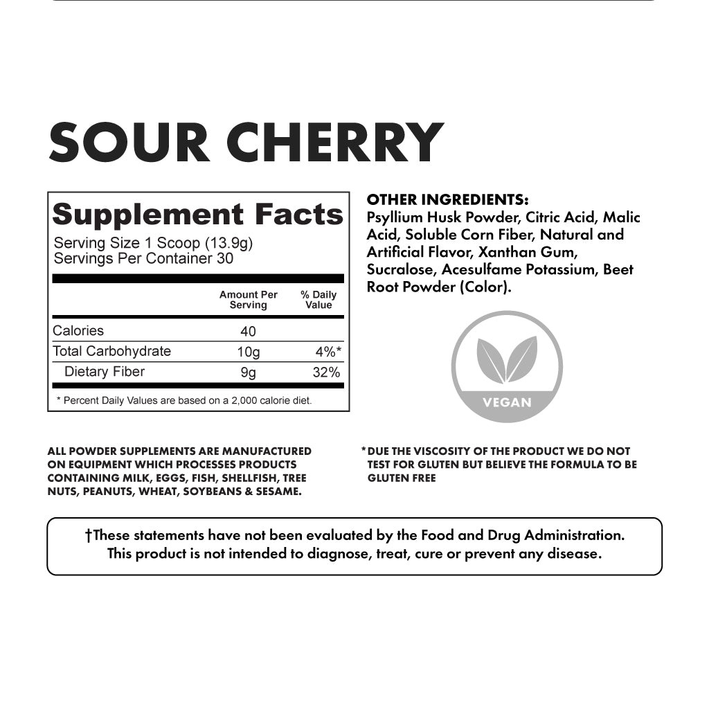 Fiber Sour Cherry 30 Servings - Nutritional Facts