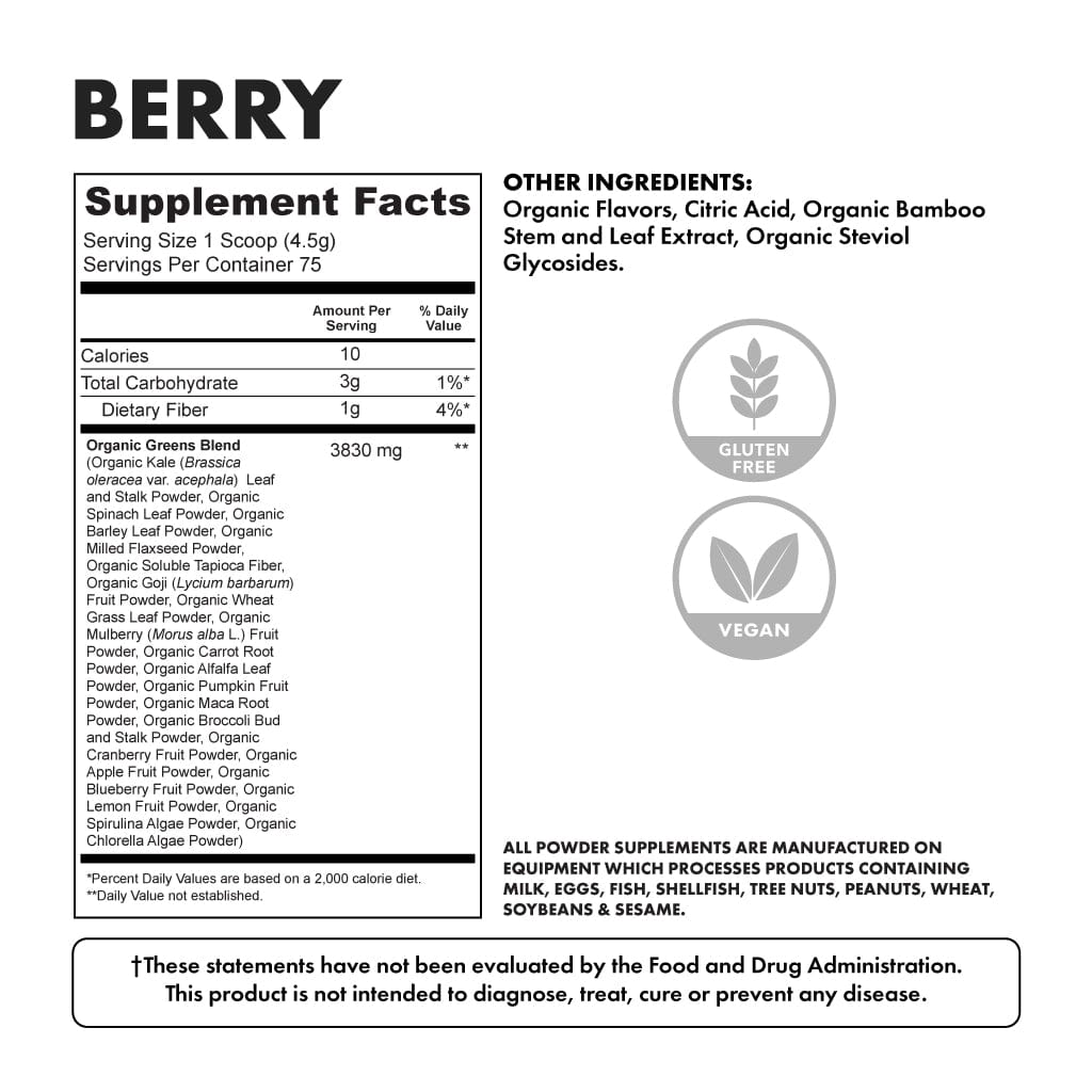 greens berry flavor - nutritional facts
