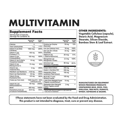 Multivitamin Capsules Nutritional Facts - Bowmar Nutrition