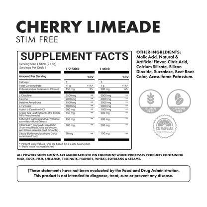 pre cherry limeade - nutritional facts