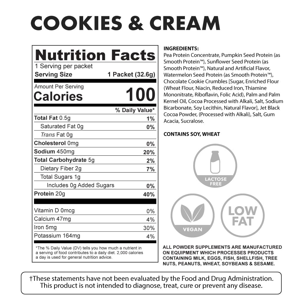 vegan cookies cream protein - ingredients