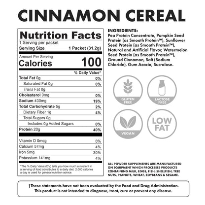 vegan protein cinnamon cereal - ingredients