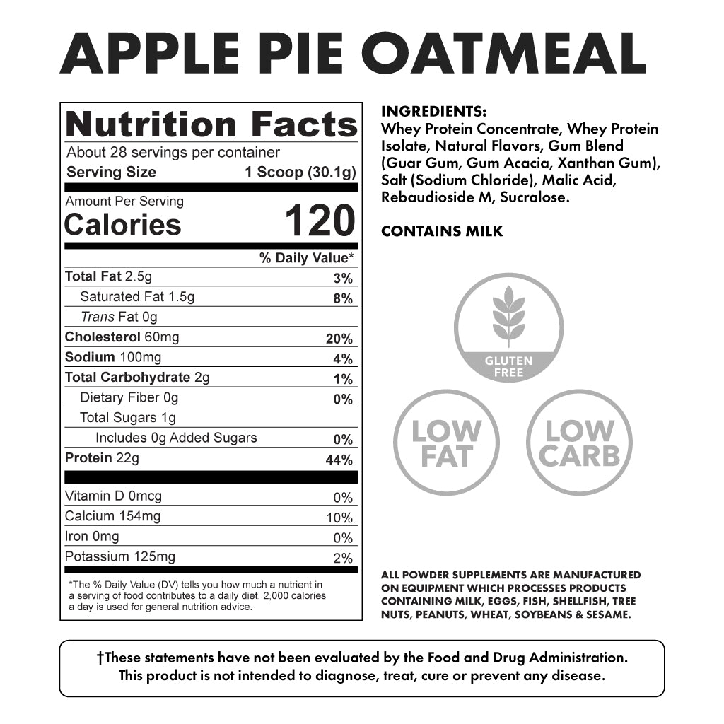whey protein apple pie oatmeal 2lb tub - Nutritional Facts