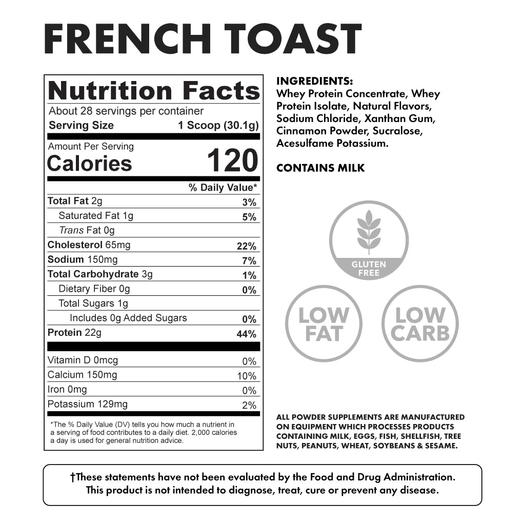 Whey Protein French Toast 2lb - Nutritional Facts