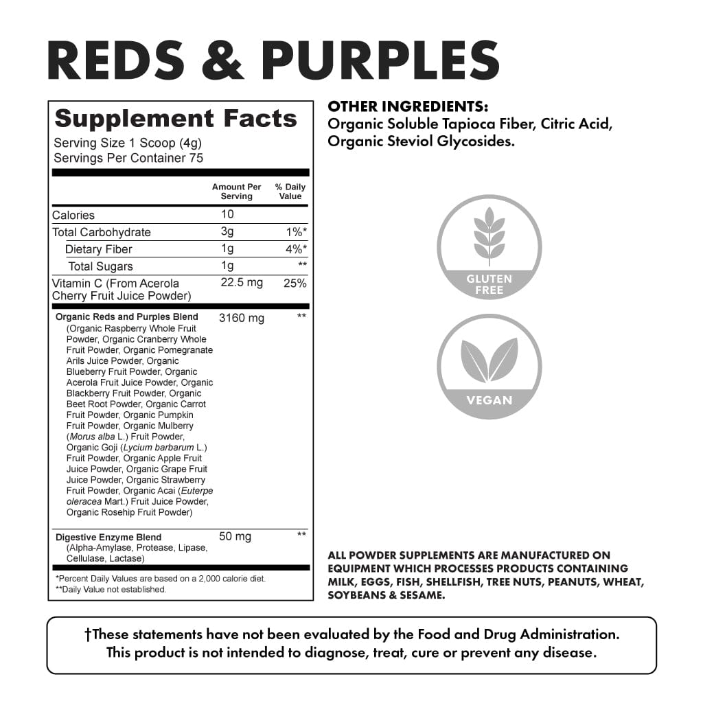 reds & purples - nutritional facts